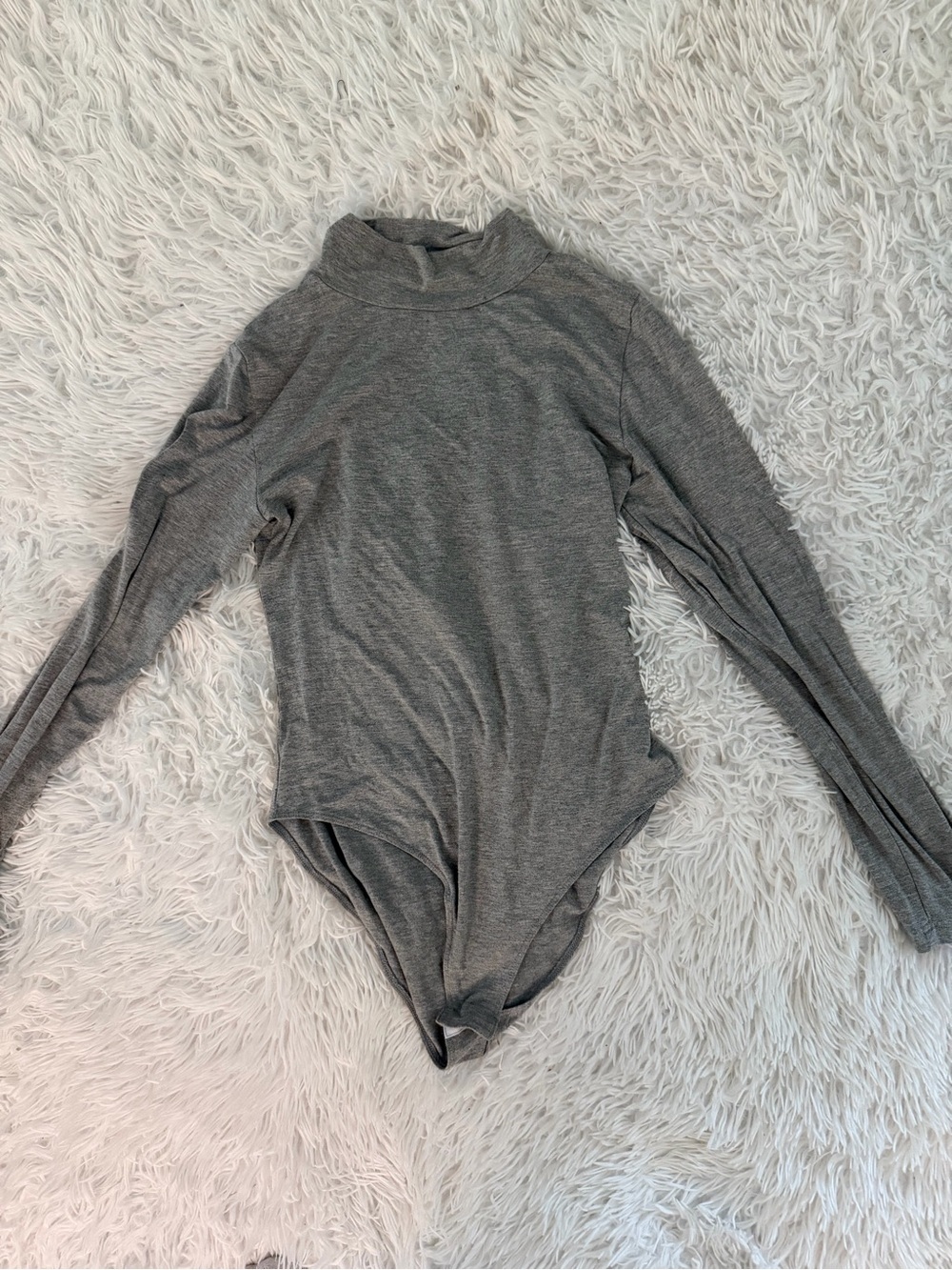 MANGOPop Gray Mock Neck Long Sleeve Bodysuit Size M Stretch